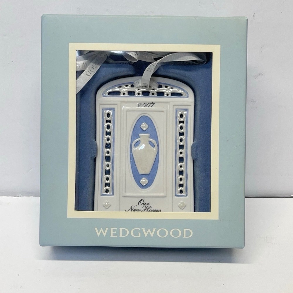 Wedgwood Ornament 2007 Our New Home Porcelain Blue White Holiday Decor
